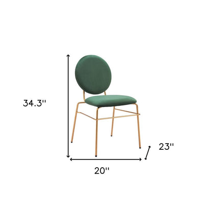 Set of Two Green And Gold Velvet And Steel Dining Side Chairs HomeRoots