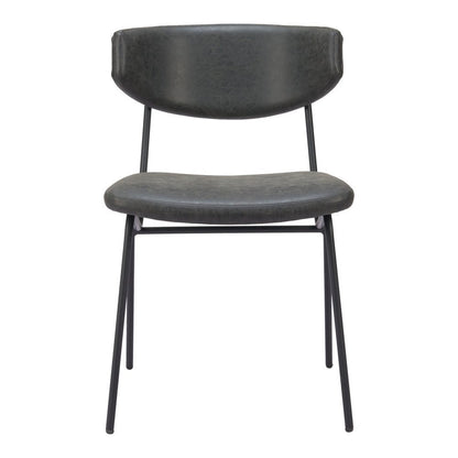 Set of Two Gray and Black Upholstered Faux Leather Open Back Dining Side Chairs HomeRoots