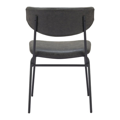 Set of Two Gray and Black Upholstered Faux Leather Open Back Dining Side Chairs HomeRoots