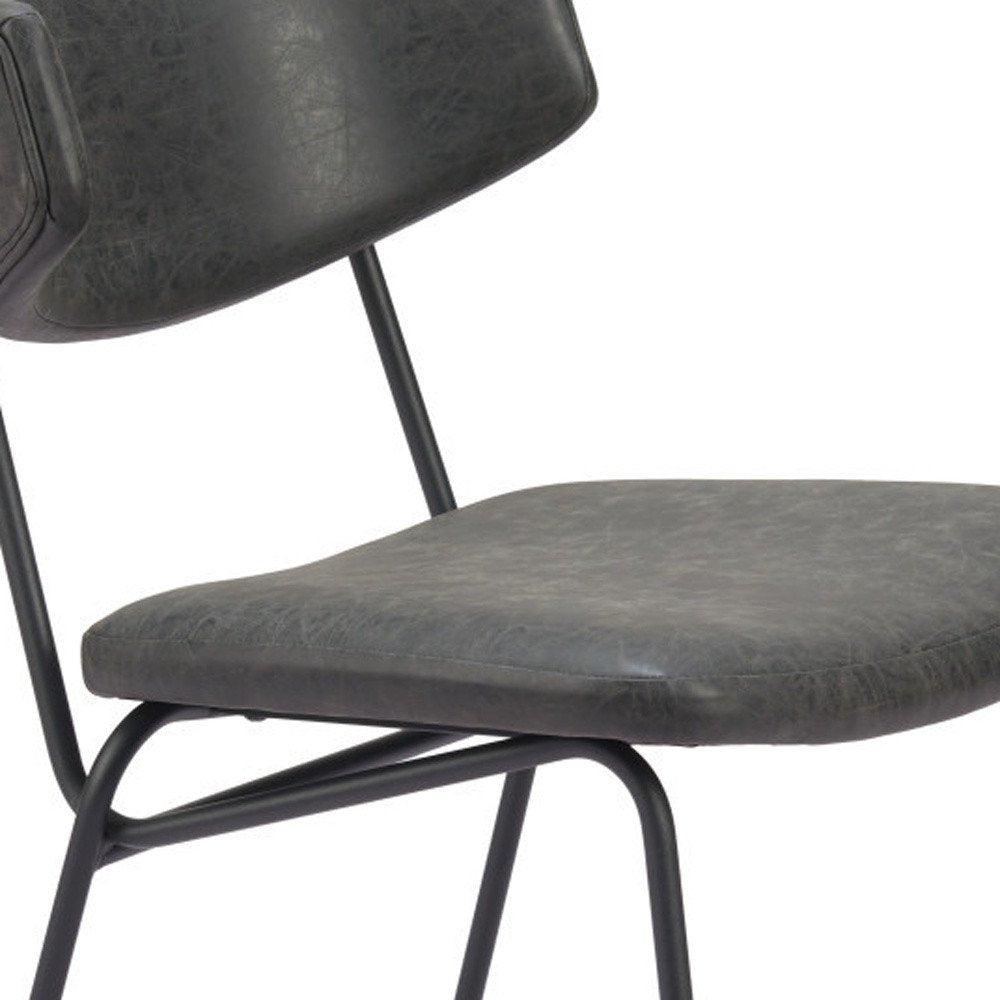 Set of Two Gray and Black Upholstered Faux Leather Open Back Dining Side Chairs HomeRoots