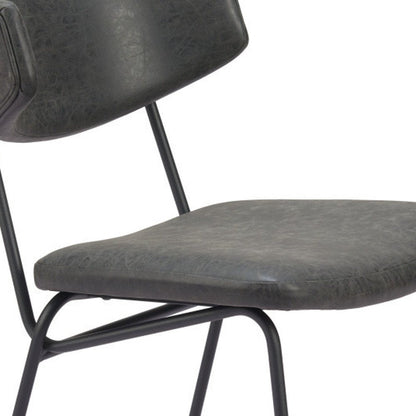 Set of Two Gray and Black Upholstered Faux Leather Open Back Dining Side Chairs HomeRoots