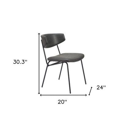 Set of Two Gray and Black Upholstered Faux Leather Open Back Dining Side Chairs HomeRoots