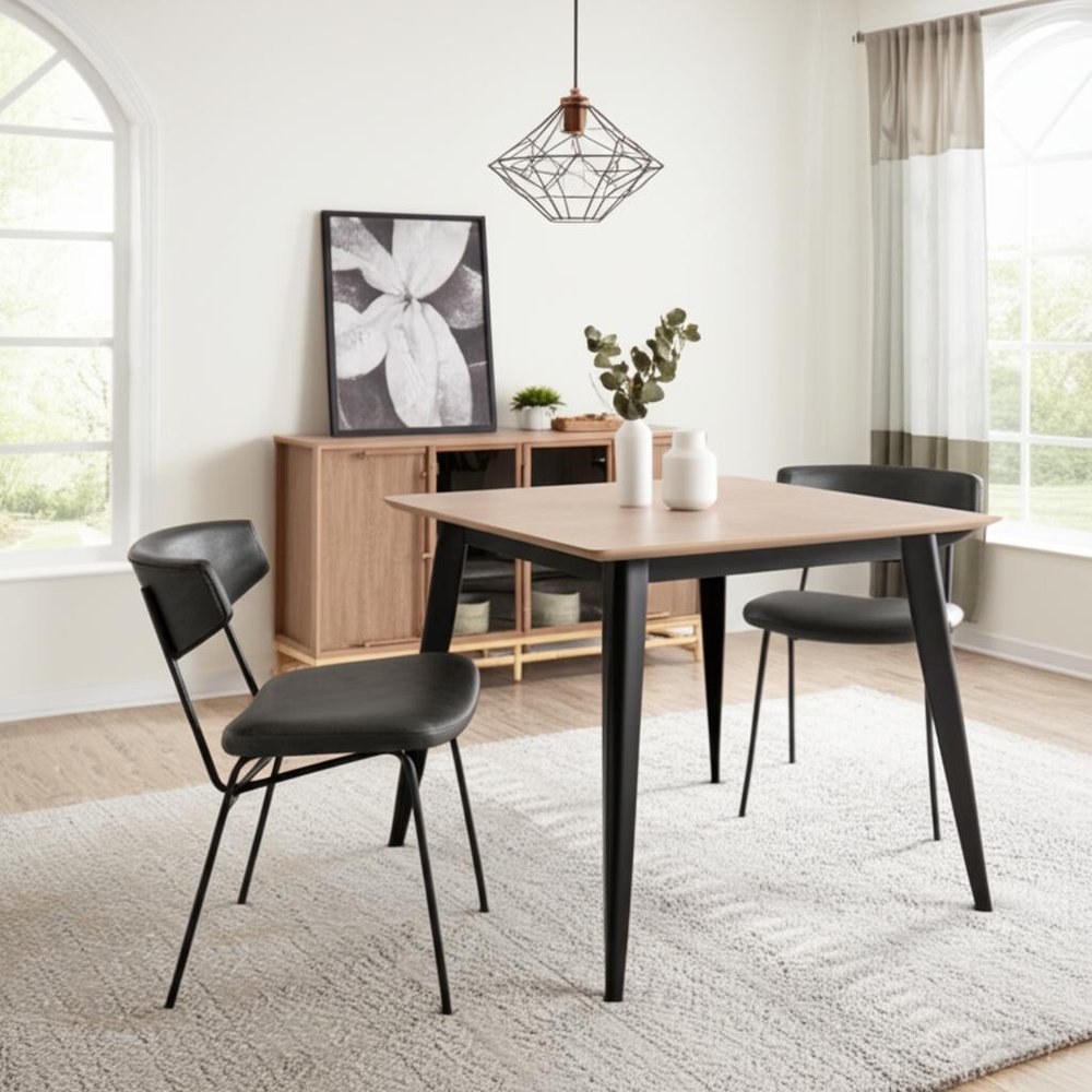 Set of Two Gray and Black Upholstered Faux Leather Open Back Dining Side Chairs HomeRoots