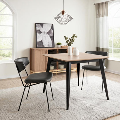 Set of Two Gray and Black Upholstered Faux Leather Open Back Dining Side Chairs HomeRoots