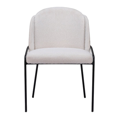 Set of Two Ivory And Black Faux Shearling And Steel Dining Side Chairs HomeRoots