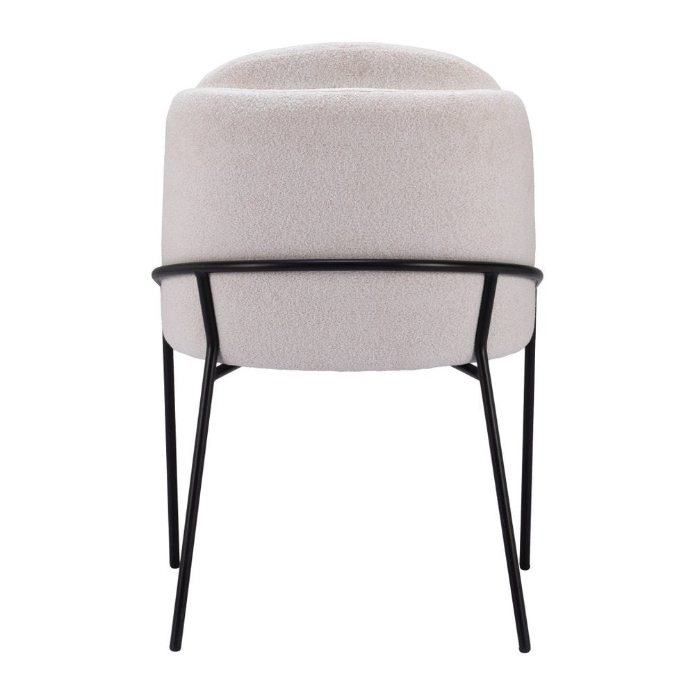 Set of Two Ivory And Black Faux Shearling And Steel Dining Side Chairs HomeRoots