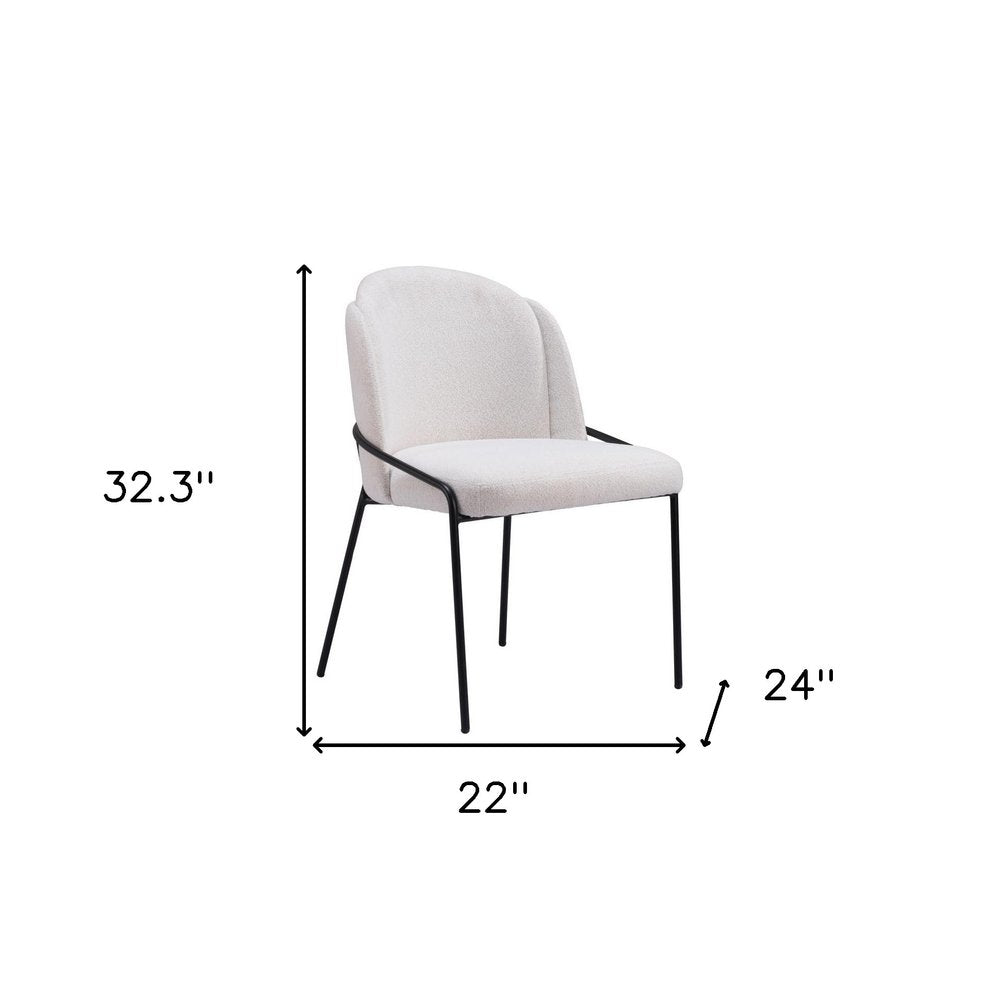 Set of Two Ivory And Black Faux Shearling And Steel Dining Side Chairs — view 10