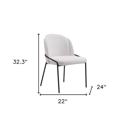 Set of Two Ivory And Black Faux Shearling And Steel Dining Side Chairs HomeRoots