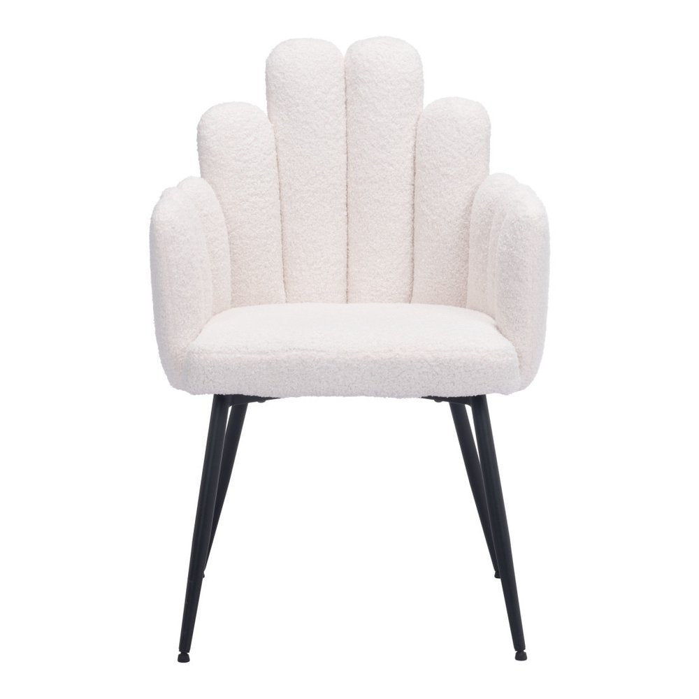 Set of Two Ivory And Black Tufted Boucle And Steel Dining Arm Chairs HomeRoots