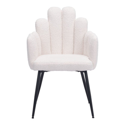 Set of Two Ivory And Black Tufted Boucle And Steel Dining Arm Chairs HomeRoots
