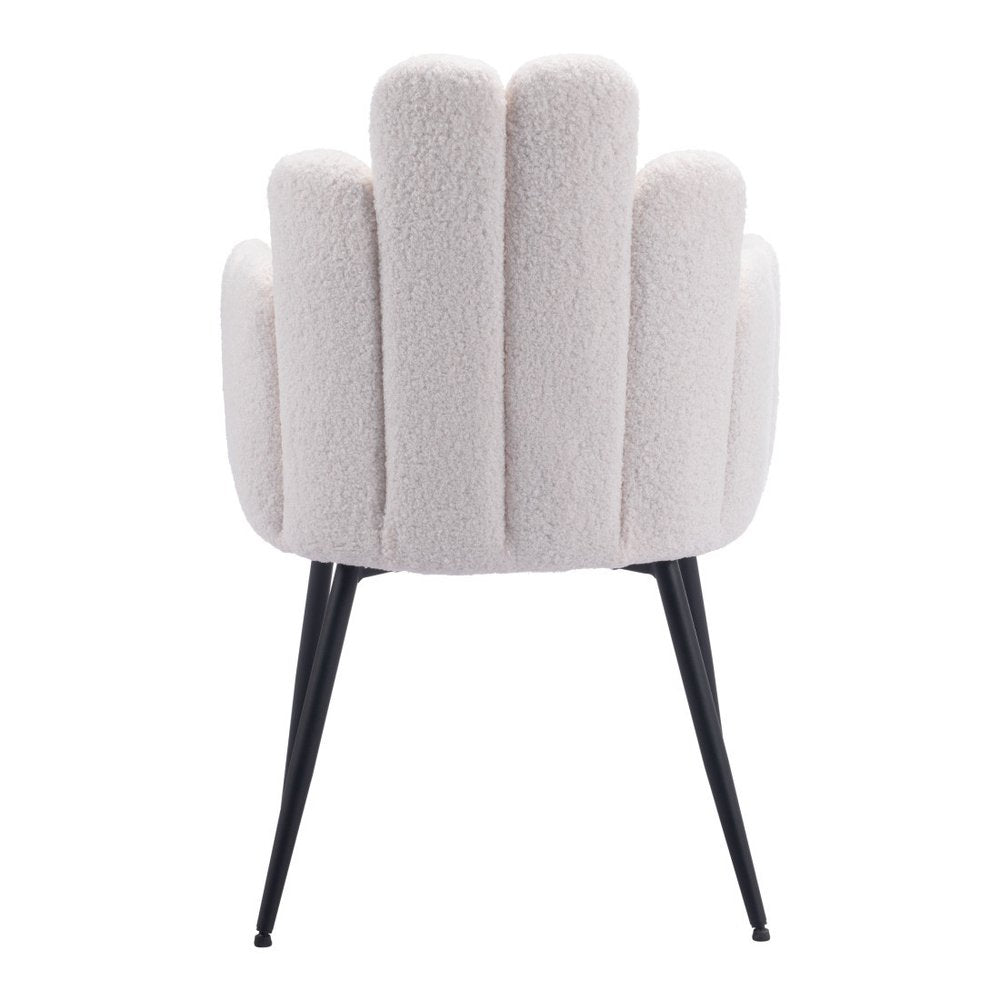 Set of Two Ivory And Black Tufted Boucle And Steel Dining Arm Chairs HomeRoots