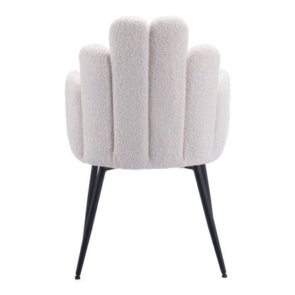 Set of Two Ivory And Black Tufted Boucle And Steel Dining Arm Chairs HomeRoots
