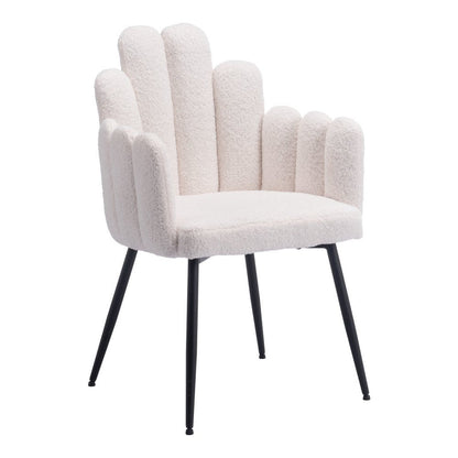 Set of Two Ivory And Black Tufted Boucle And Steel Dining Arm Chairs HomeRoots
