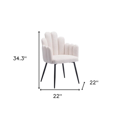 Set of Two Ivory And Black Tufted Boucle And Steel Dining Arm Chairs HomeRoots