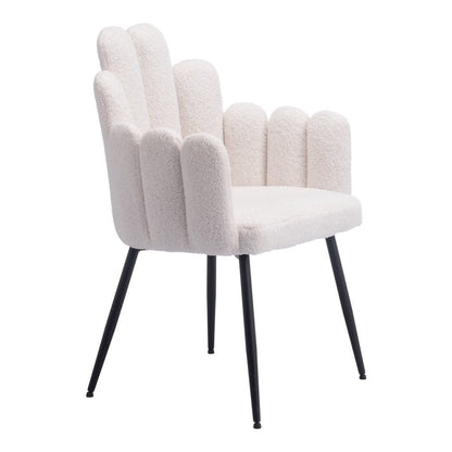 Set of Two Ivory And Black Tufted Boucle And Steel Dining Arm Chairs HomeRoots