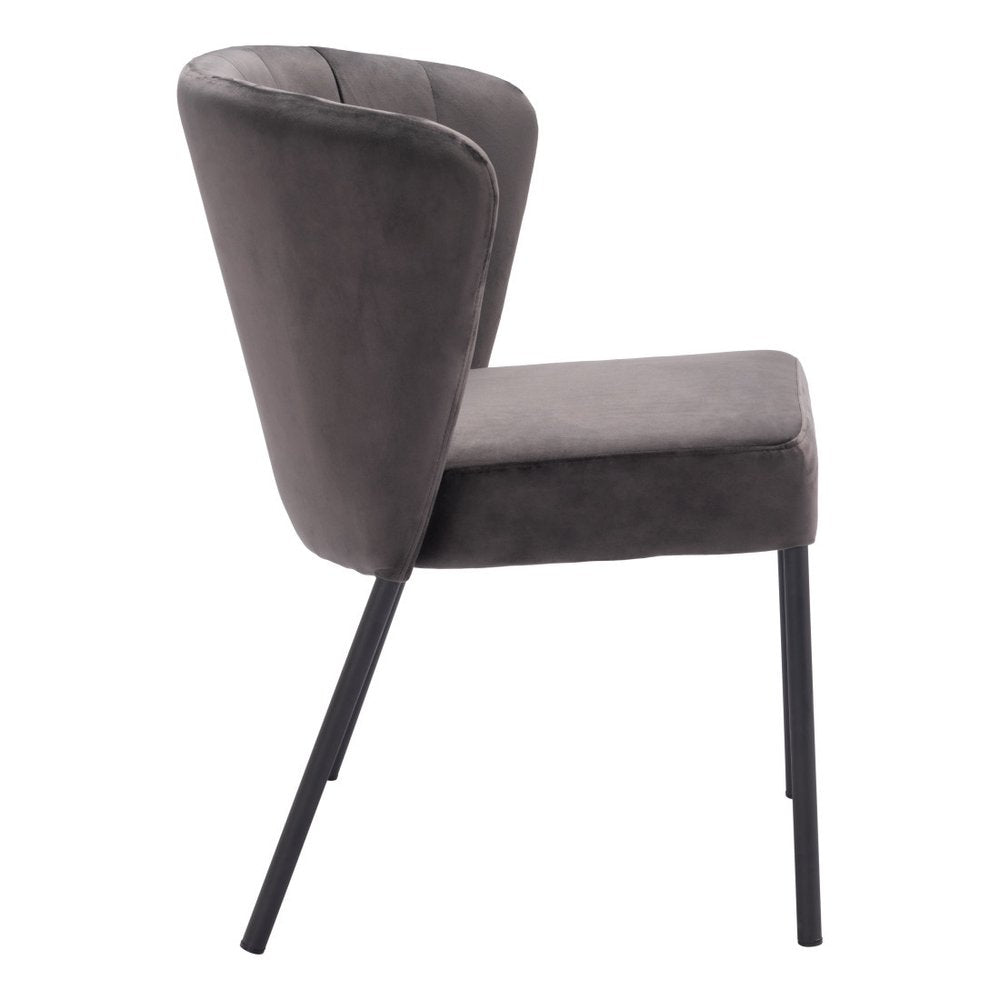 Set of Two Cream And Black Tufted Upholstery And Steel Dining Side Chairs HomeRoots