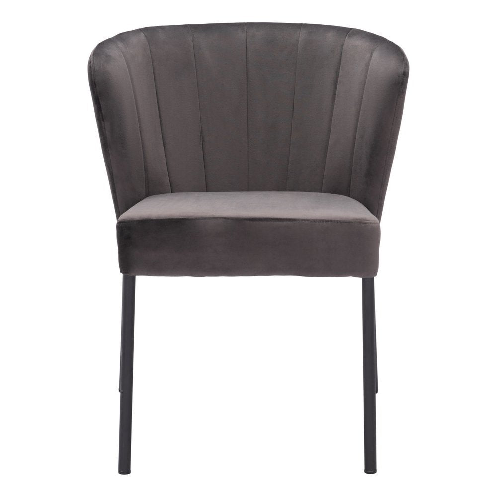 Set of Two Cream And Black Tufted Upholstery And Steel Dining Side Chairs HomeRoots