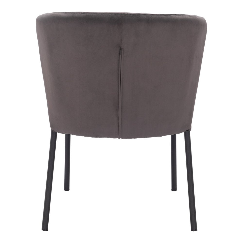 Set of Two Cream And Black Tufted Upholstery And Steel Dining Side Chairs — view 24