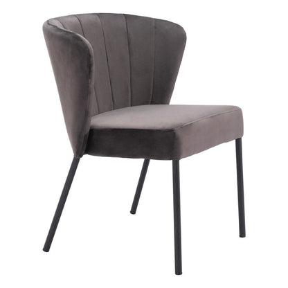 Set of Two Cream And Black Tufted Upholstery And Steel Dining Side Chairs HomeRoots