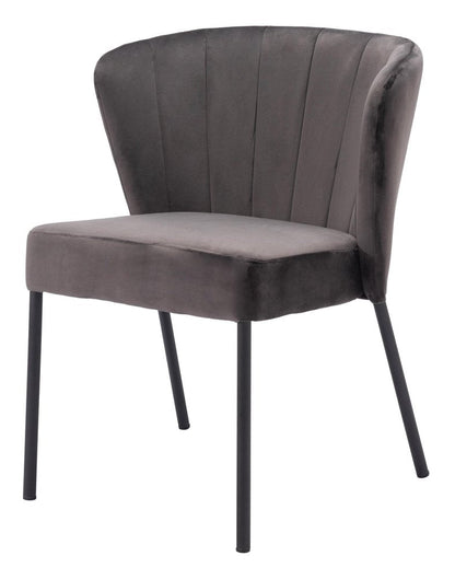 Set of Two Cream And Black Tufted Upholstery And Steel Dining Side Chairs HomeRoots