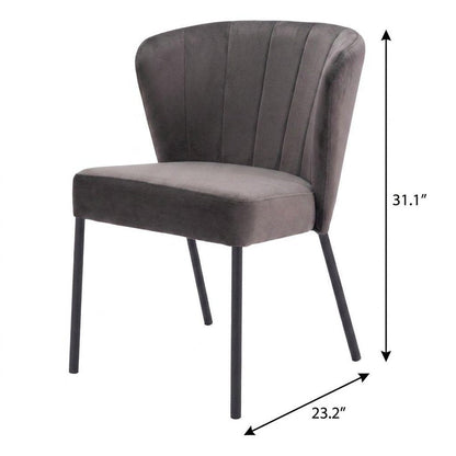 Set of Two Cream And Black Tufted Upholstery And Steel Dining Side Chairs HomeRoots