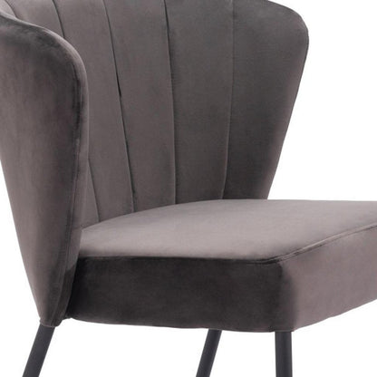Set of Two Cream And Black Tufted Upholstery And Steel Dining Side Chairs HomeRoots