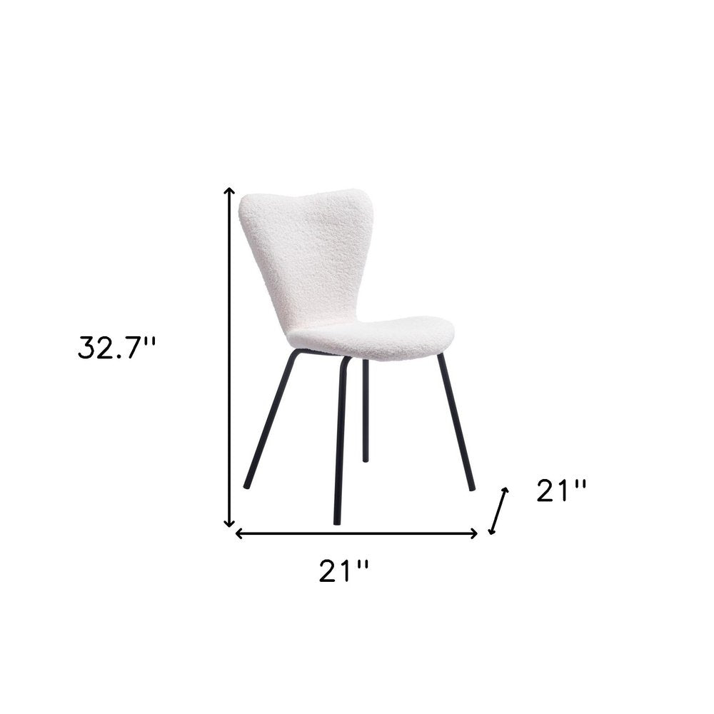 Set of Two Ivory And Black Faux Shearling And Steel Dining Side Chairs — view 10