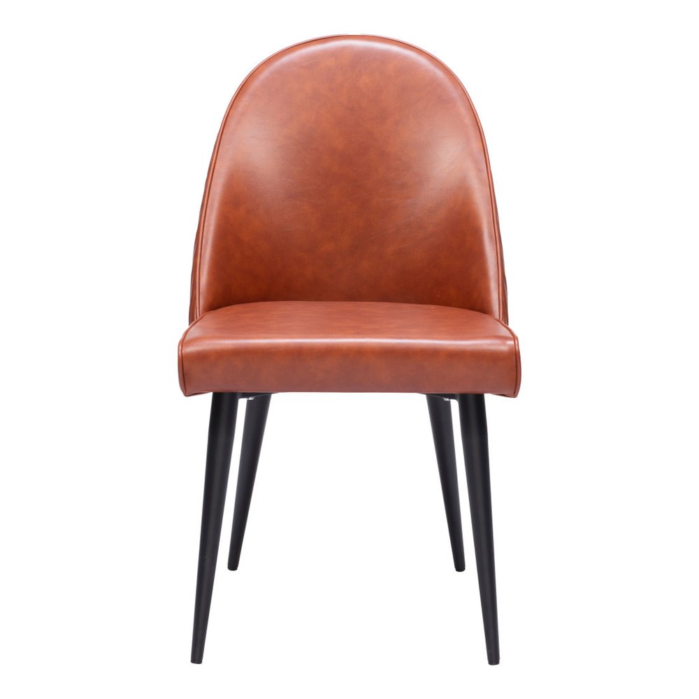 Set of Two Brown and Black Faux Leather Dining Side Chairs HomeRoots