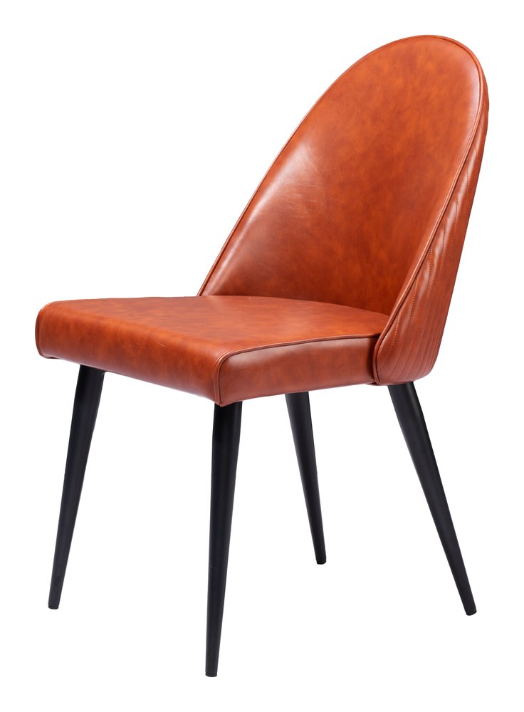 Set of Two Brown and Black Faux Leather Dining Side Chairs HomeRoots