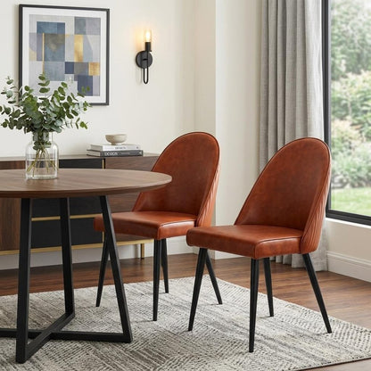 Set of Two Gray And Black Faux Leather And Steel Dining Side Chairs HomeRoots