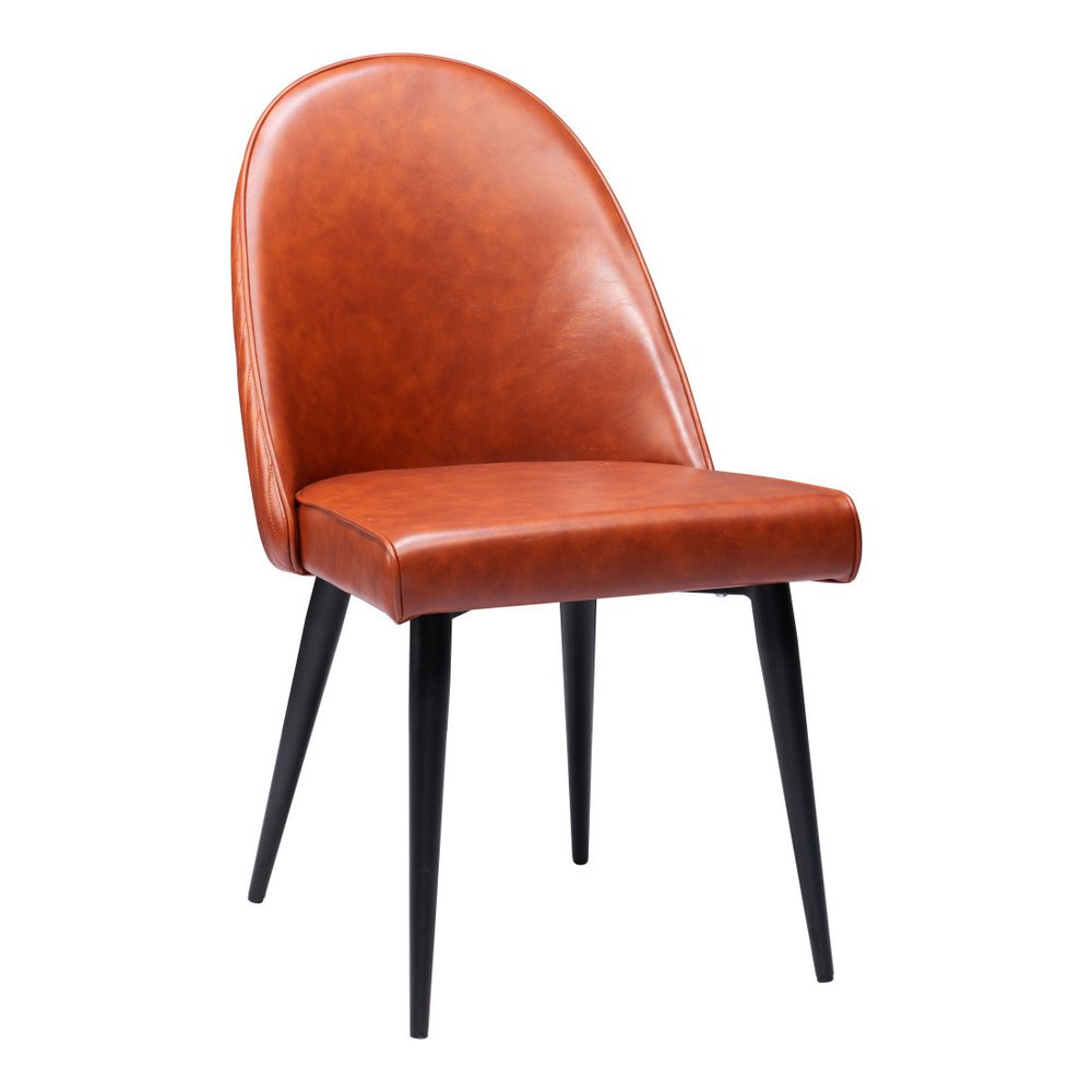 Set of Two Brown and Black Faux Leather Dining Side Chairs HomeRoots