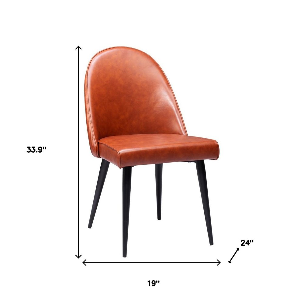 Set of Two Brown and Black Faux Leather Dining Side Chairs HomeRoots