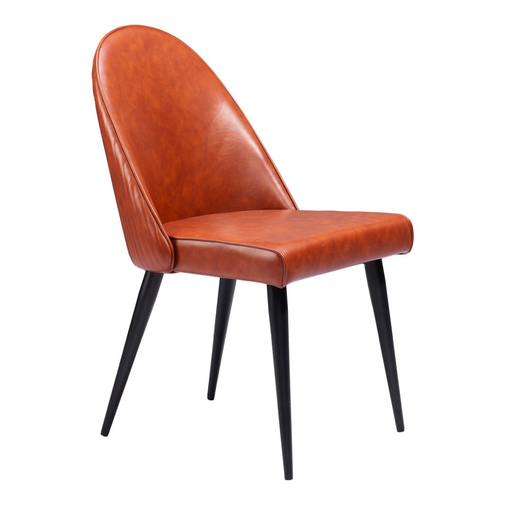 Set of Two Brown and Black Faux Leather Dining Side Chairs HomeRoots