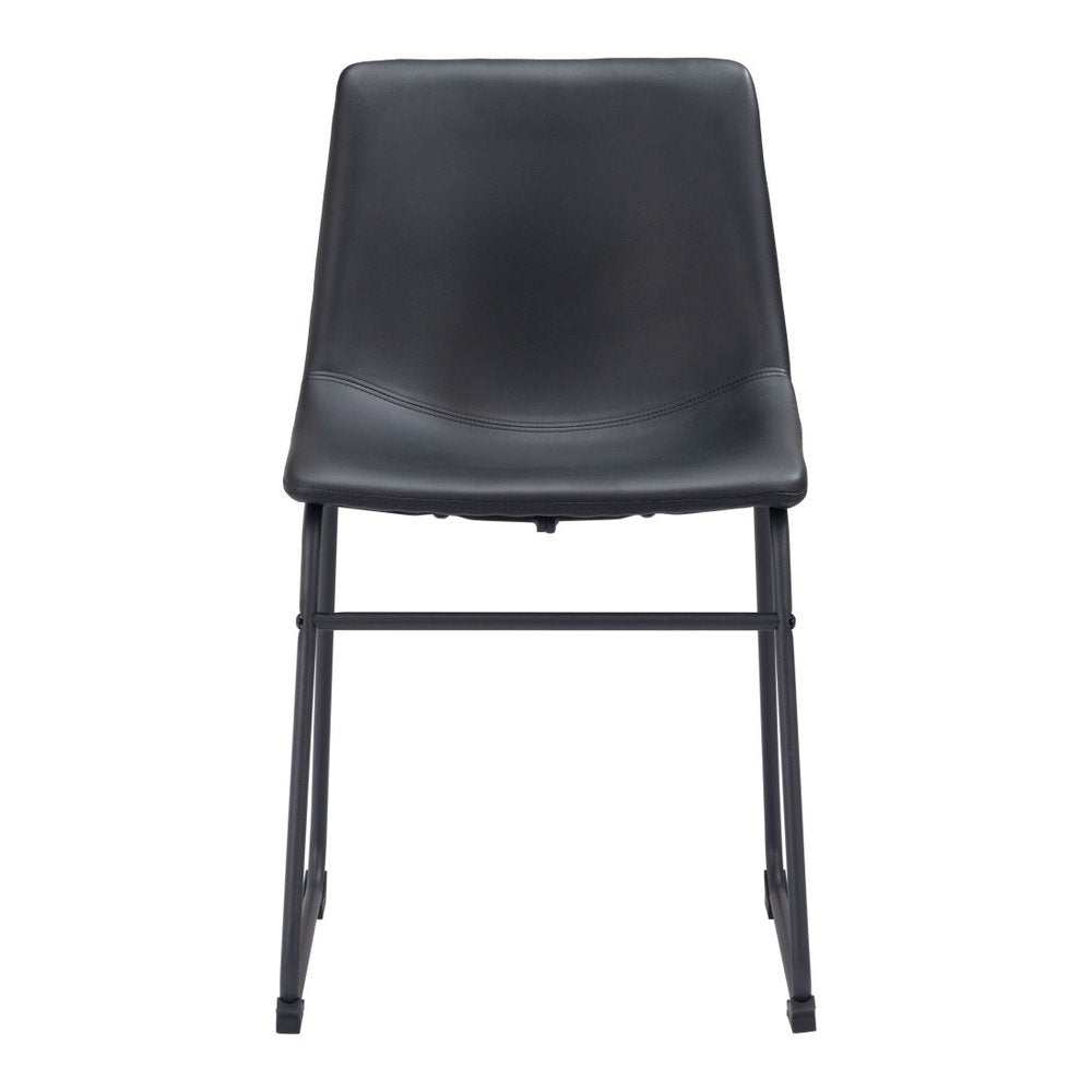 Set of Two Black Faux Leather Dining Side Chairs HomeRoots