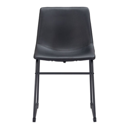 Set of Two Black Faux Leather Dining Side Chairs HomeRoots