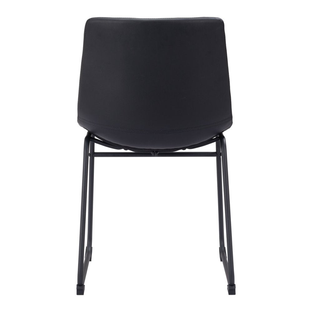 Set of Two Black Faux Leather Dining Side Chairs HomeRoots