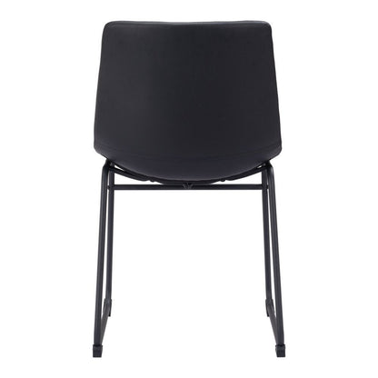 Set of Two Black Faux Leather Dining Side Chairs HomeRoots