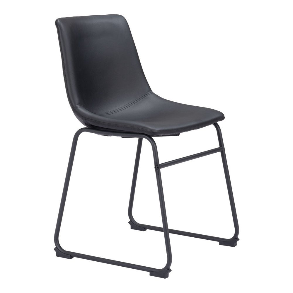 Set of Two Black Faux Leather Dining Side Chairs HomeRoots