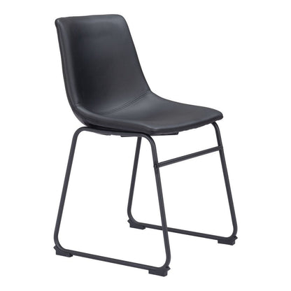 Set of Two Black Faux Leather Dining Side Chairs HomeRoots