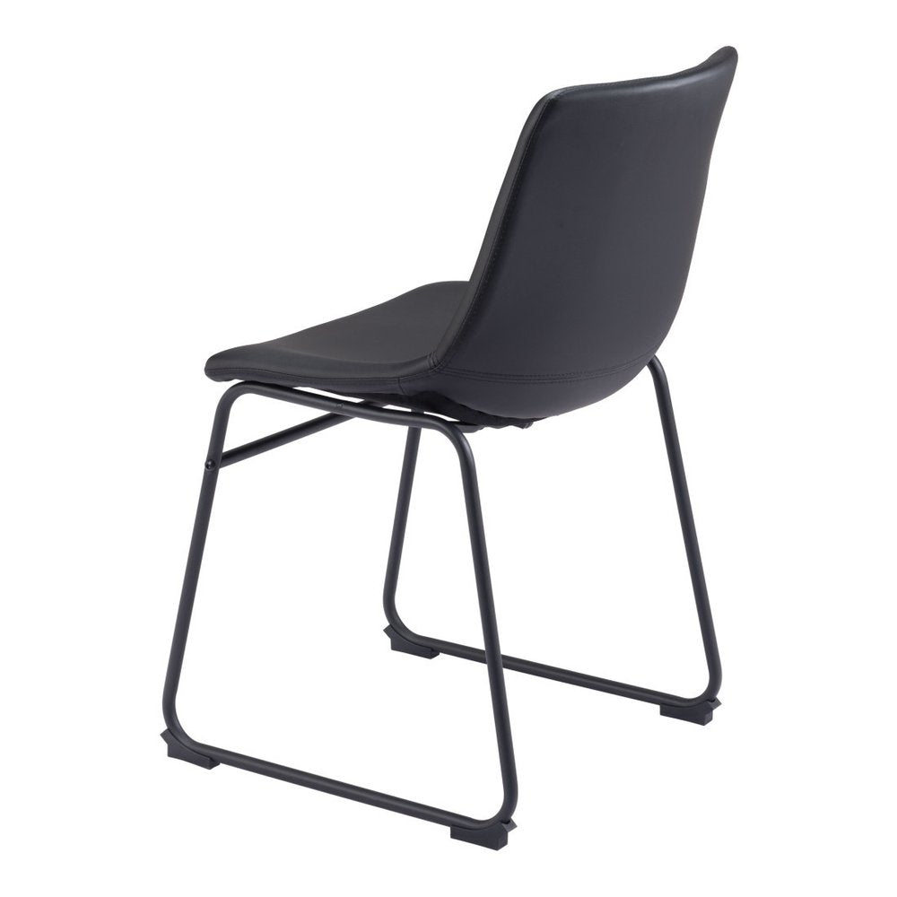 Set of Two Black Faux Leather Dining Side Chairs HomeRoots