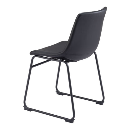 Set of Two Black Faux Leather Dining Side Chairs HomeRoots