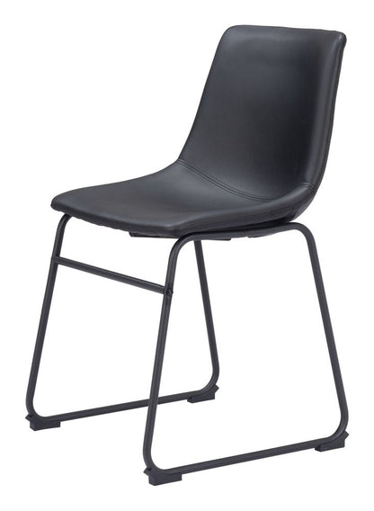 Set of Two Black Faux Leather Dining Side Chairs HomeRoots