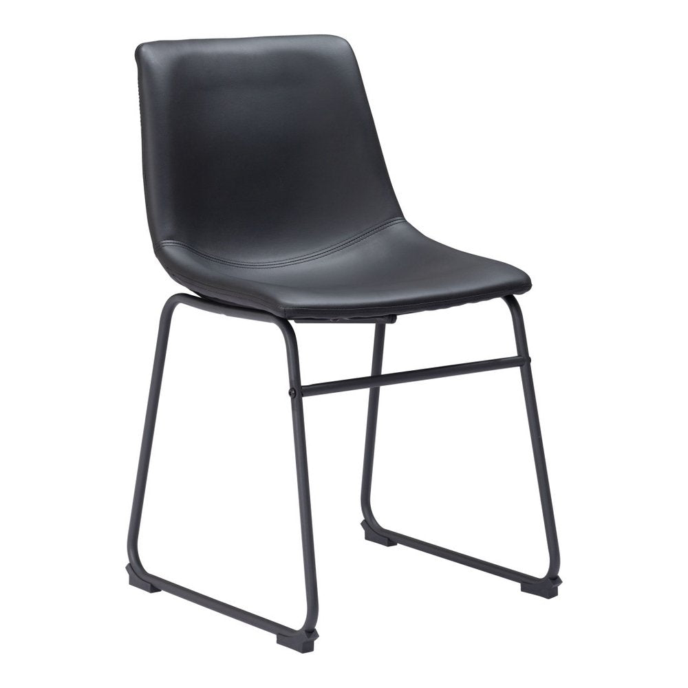Set of Two Black Faux Leather Dining Side Chairs HomeRoots