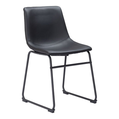 Set of Two Black Faux Leather Dining Side Chairs HomeRoots