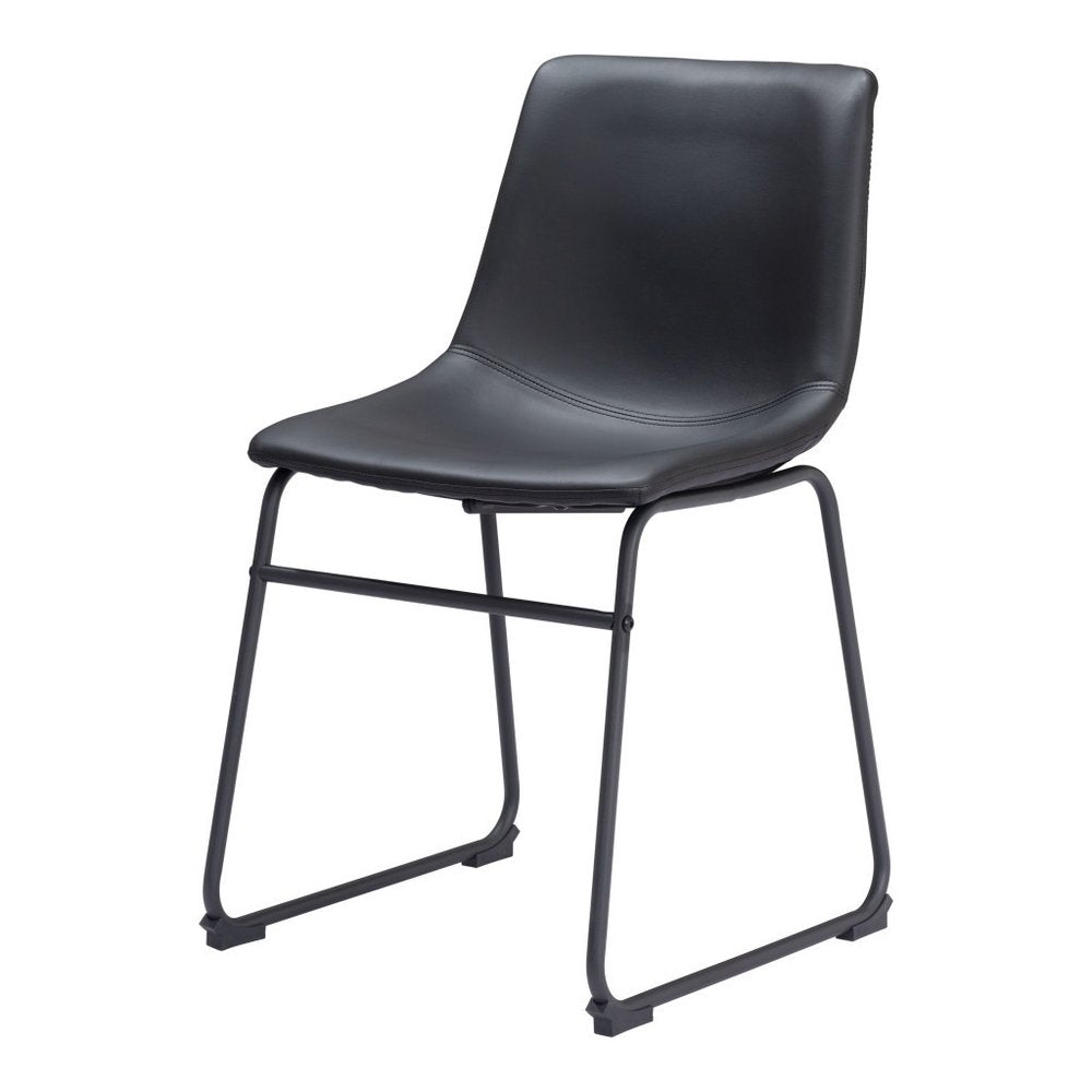 Set of Two Black Faux Leather Dining Side Chairs HomeRoots