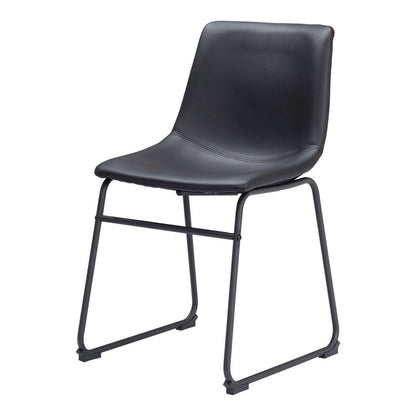 Set of Two Black Faux Leather Dining Side Chairs HomeRoots