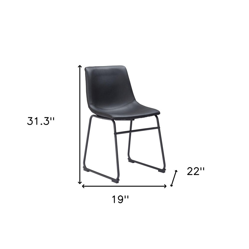 Set of Two Black Faux Leather Dining Side Chairs HomeRoots