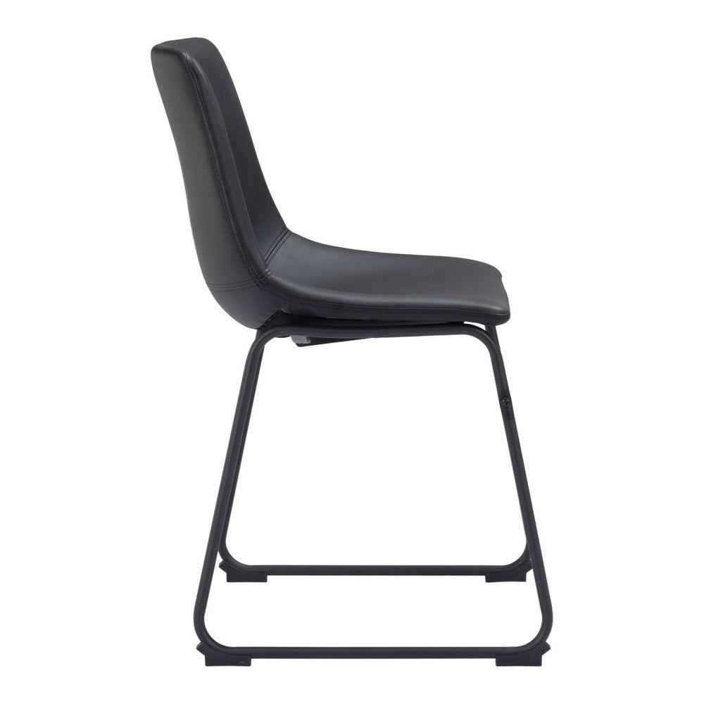 Set of Two Black Faux Leather Dining Side Chairs HomeRoots