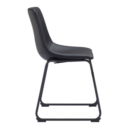 Set of Two Black Faux Leather Dining Side Chairs HomeRoots