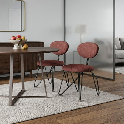 Set of Two Light Gray And Black Upholstery And Steel Dining Side Chairs HomeRoots